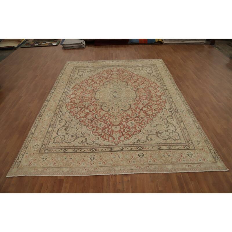 Hand Knotted Oriental 100% Wool Carpet Traditional Floral Oranges & Rust Kerman Area Rug - 12' 4'' X 9' 5''