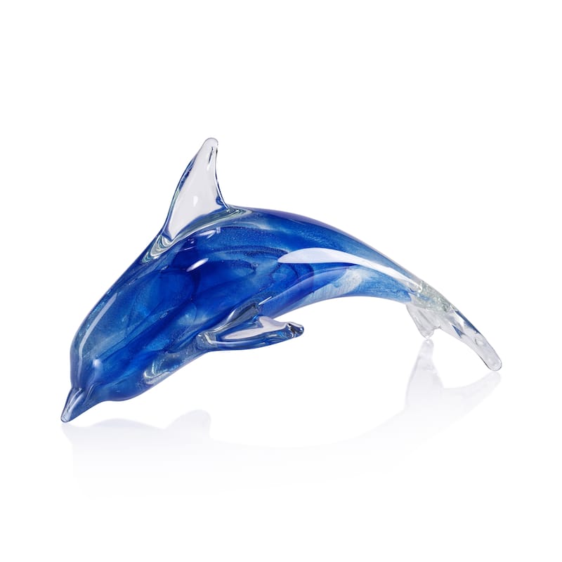 Marinella Decorative Glass Dolphin - Blue - Large