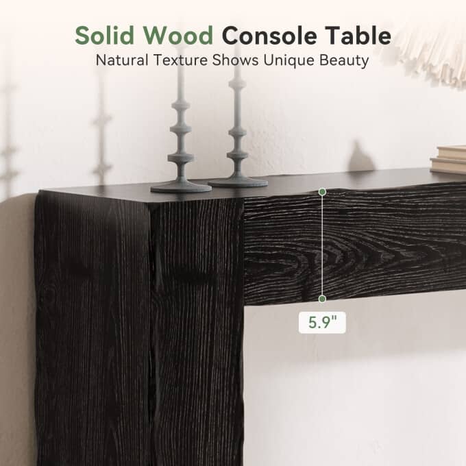 63-inch Solid Wood Console Table, Farmhouse Long Entryway Table