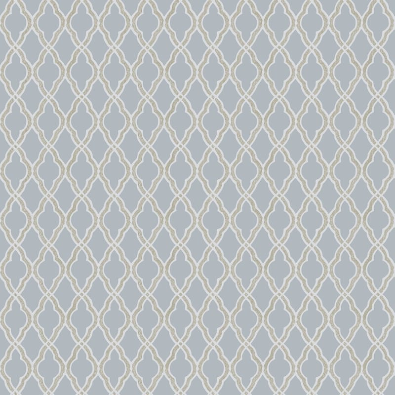 Galerie Wallcoverings Italian Style Geometric Trellis Vinyl on Non-woven Matte Wallpaper Roll - 33 feet x 21 inches - Blue