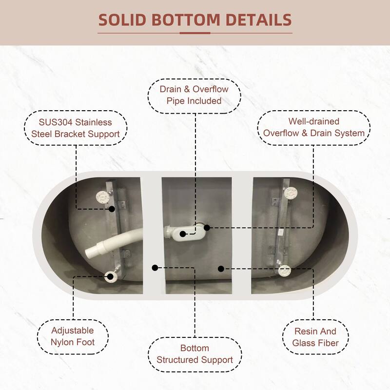CB HOME 55''/59''/67'' Freestanding Acrylic Bathtubs,Modern Spa Deep Soaking Tubs with Solid Surface