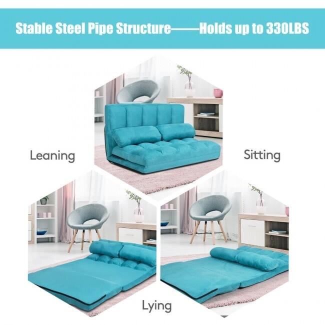 Adjustable 6-Position Floor Sofa Bed with Removable Cloth Cover - 71" x 44.5" x 5.5" (L x Wx H)