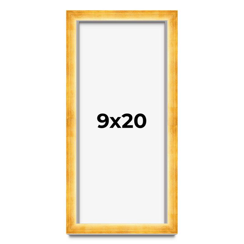 9x20 Shadow Box Frame Gold | 1.625 Inches Deep Real Wood Traditional