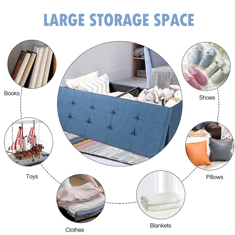 Fabric Storage Ottoman Bench Storage Chest