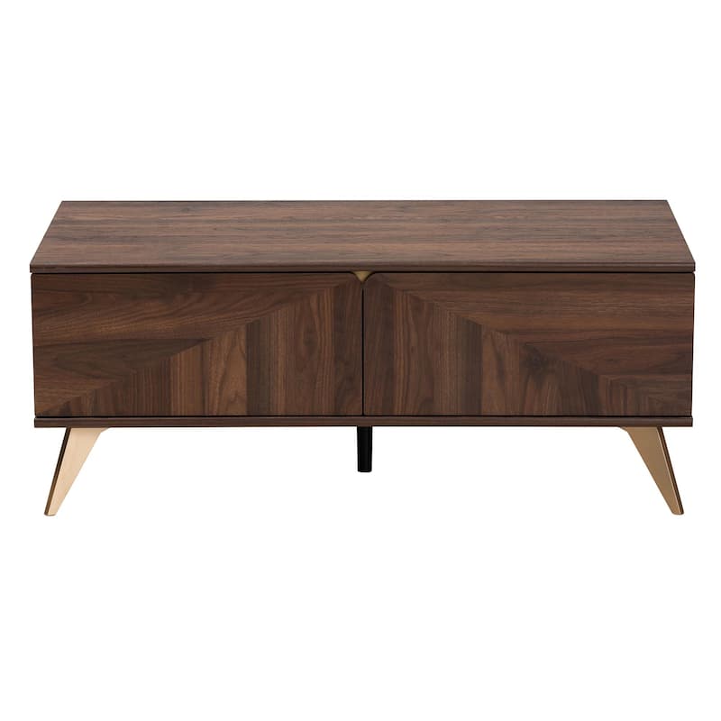 Graceland Mid-Century Modern Transitional Walnut Brown Finished Wood 2-Drawer Coffee Table