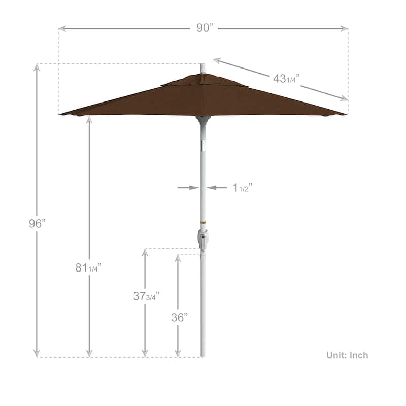 California Umbrella 7.5' Round Crank Lift Push Button Tilt White Aluminum Patio Umbrella Sunbrella