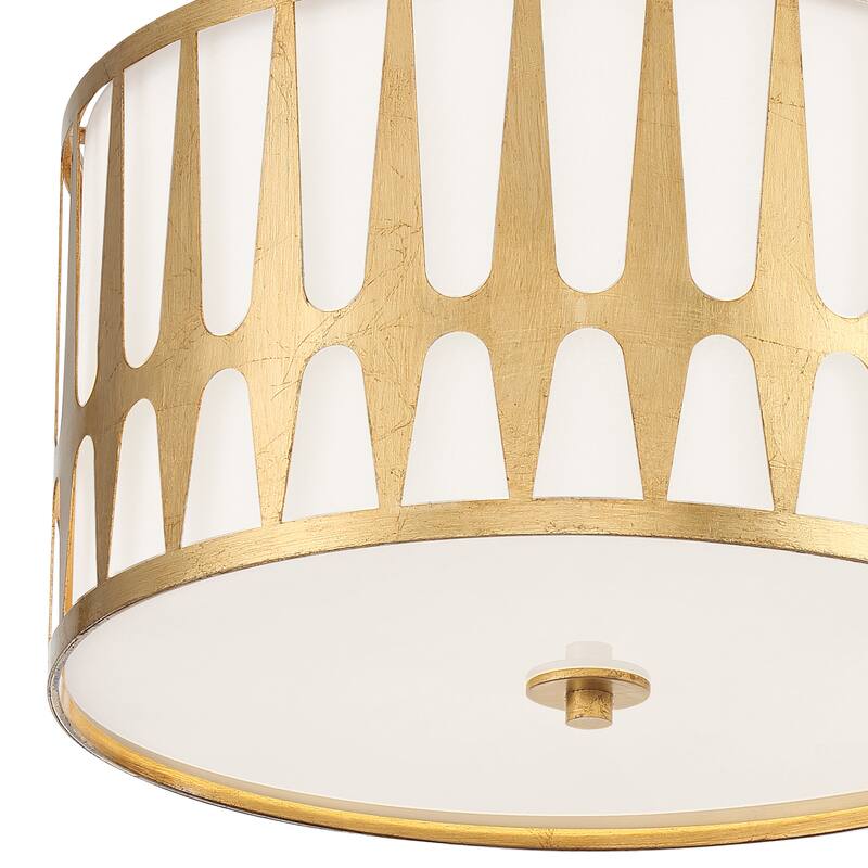 Royston 3 Light Antique Gold Ceiling Mount - 18'' W x 10.37'' H