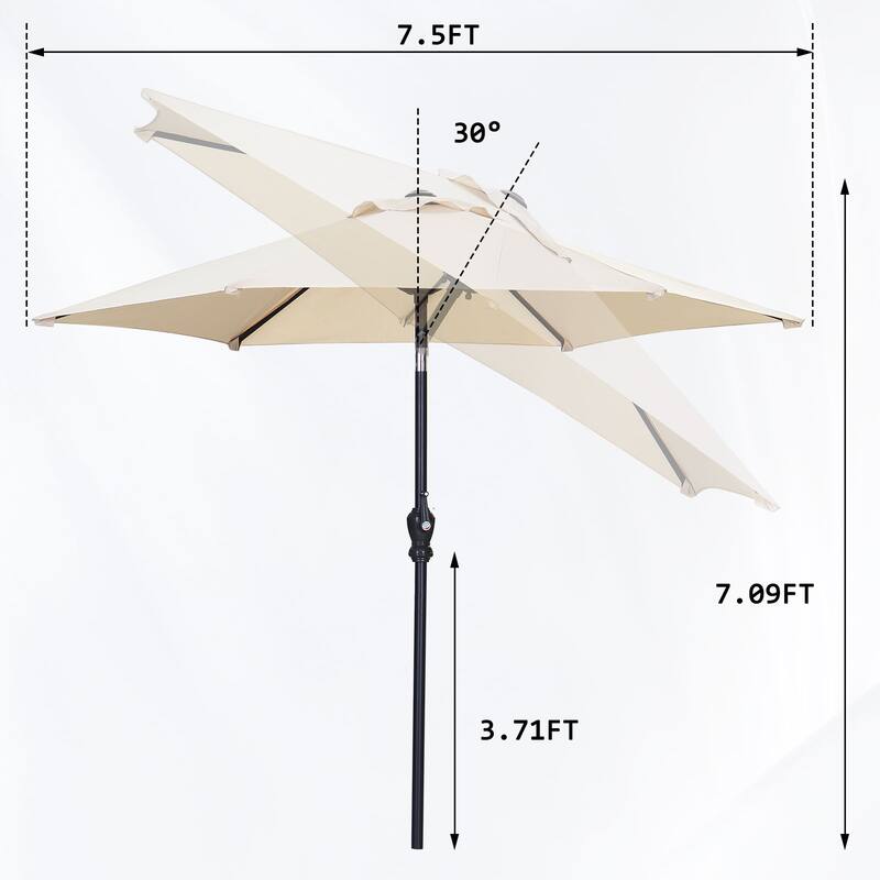 Ainfox 7.5ft Patio Umbrella Push Button Tilt Outdoor Market Umbrella Without Base