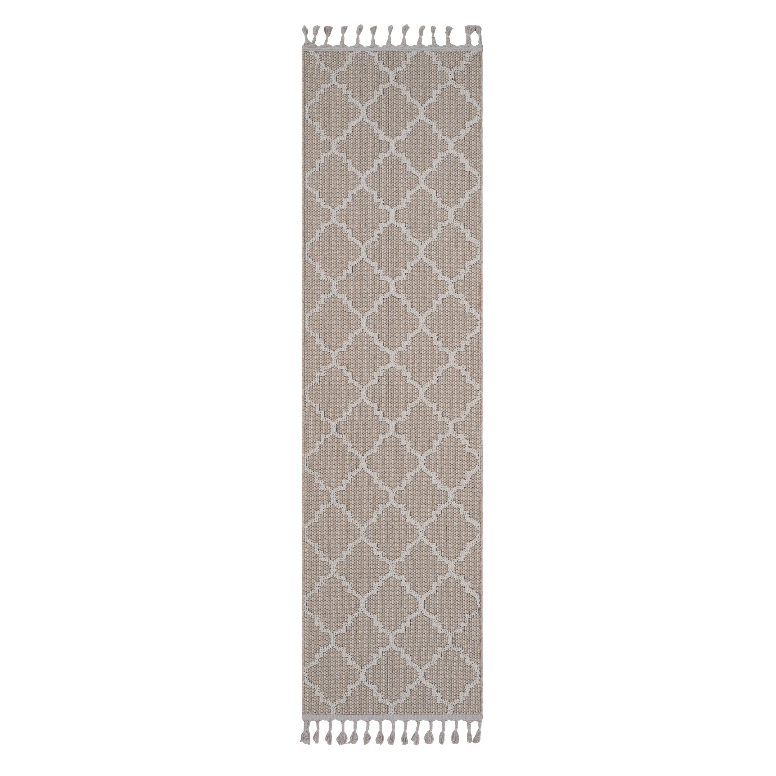 Guros Collection Ivory / Trellis Indoor / Outdoor Non-Shedding Area Rug