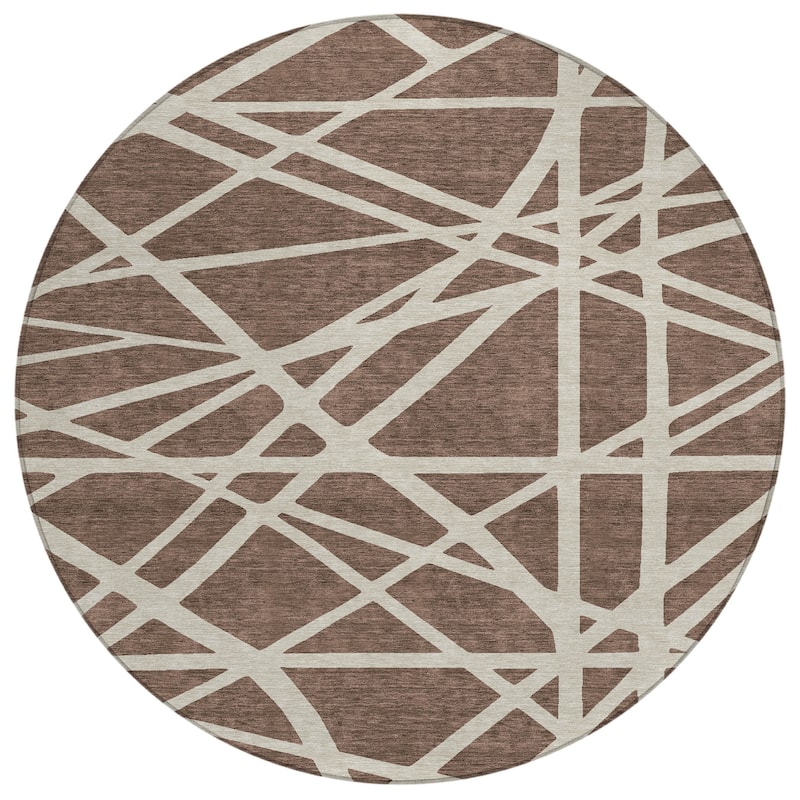 Machine Washable Indoor/ Outdoor Abstract Contemporary Chantille Rug