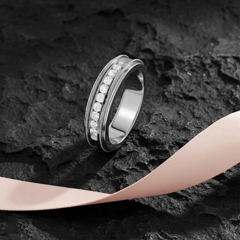 IGI Certified 1/3ct TDW Diamond Wedding Band in 14k White Gold for Men