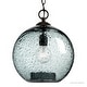 preview thumbnail 7 of 5, Luxury Vintage Smoky Blue Bubble Glass Pendant Light, 14"H x 12"W, with Olde Bronze Finish by Urban Ambiance