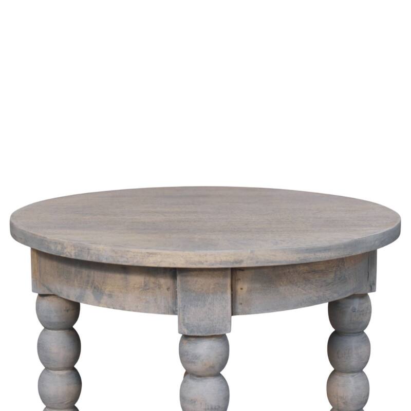 Artisan Furniture Solid Wood Ellsworth Round Side Table in Acid Wash , Brown