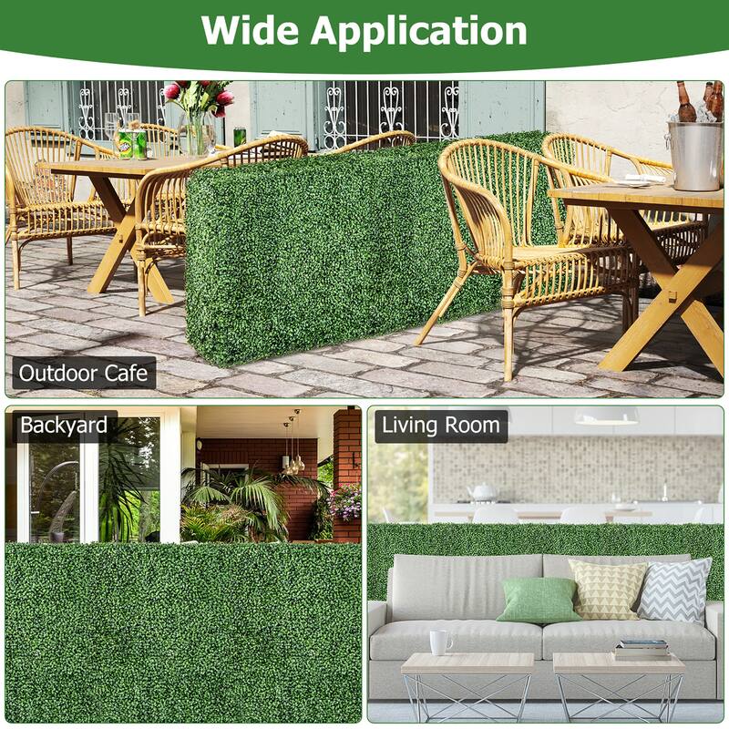 Gymax Artificial Plant Wall w/ Realistic PE Leaves Zip Ties