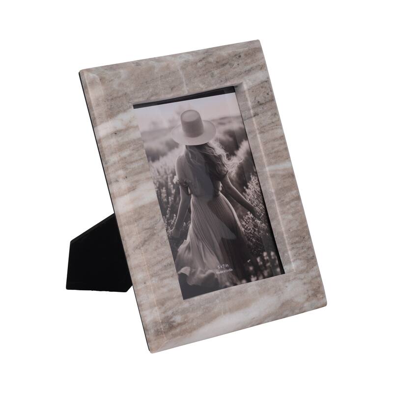 Sagebrook Home Curved Marble Photo Frame, Mocha, Rectangle