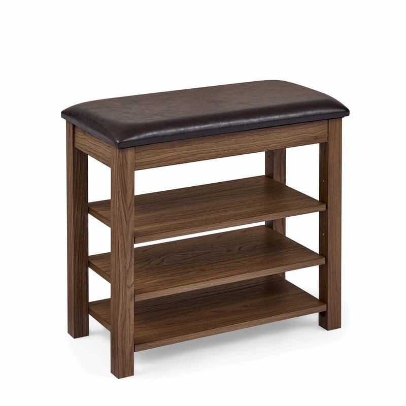 Height-Adjustable Shoe-Changing Bench Made of High-Quality Wood with Comfortable Seat and Concealed Storag