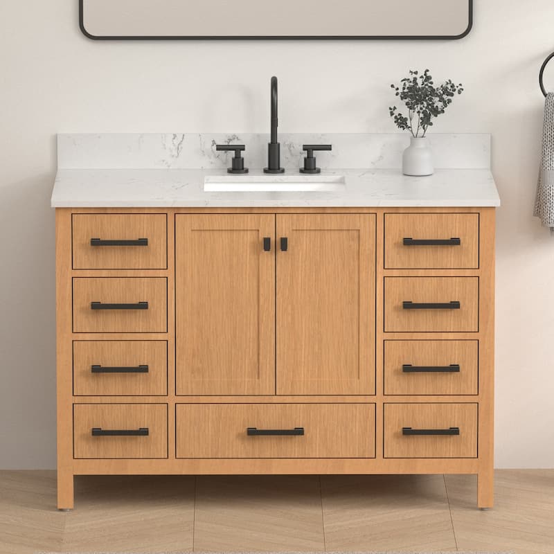 StarrySky 48 inch Undermount Single Sink Bathroom Vanity with Engineered Carrara Marble Top