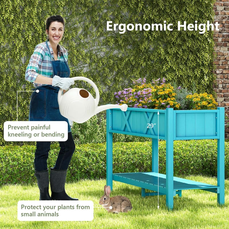 Costway HIPS Raised Garden Bed Poly Wood Elevated Planter Box with - See Details
