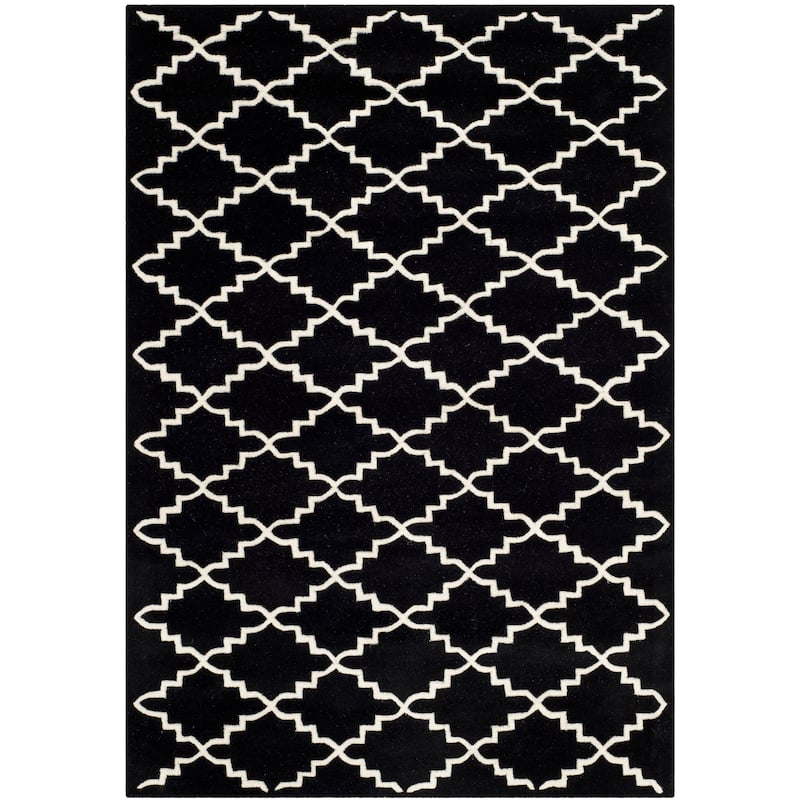 SAFAVIEH Handmade Chatham Carlota Modern Moroccan Wool Rug - 4' x 6' - Black/Ivory - Rectangle
