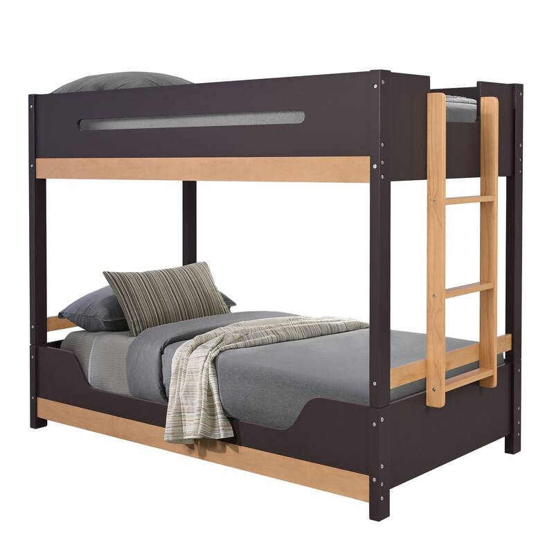 Furniture of America Zyric Purple Mauve Solid Wood Twin over Twin Low Profile Bunk Bed