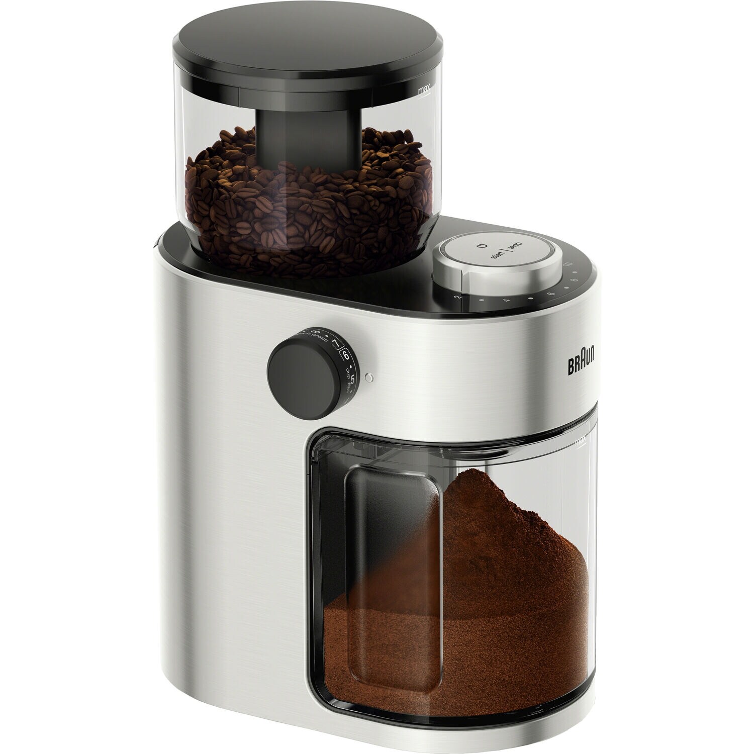 Braun FreshSet 12-Cup Burr Coffee Grinder in Stainless Steel/Black - Bed  Bath & Beyond - 38414176