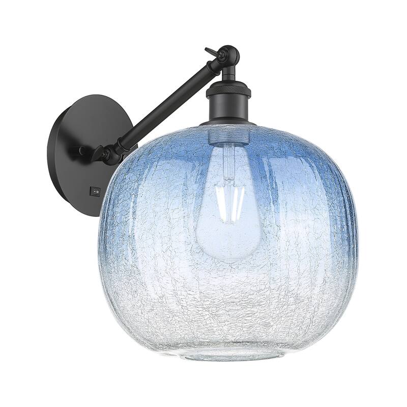 Innovations Lighting 317-1W-12-11 Brookhaven Sphere Sconce Brookhaven - Matte Black / Sapphire Blue