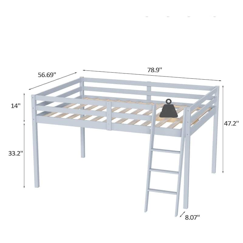 Espresso Wood Junior Loft Bed with Stairs for Adults, Kids and Young Teens