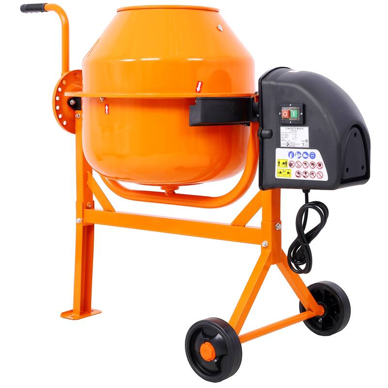 Cement Mixer, 3 Cu. Ft Electric Concrete Mixer Machine, 110v AC Motor Portable Power Cement Mixers for Mortar, Stucco and Fodder