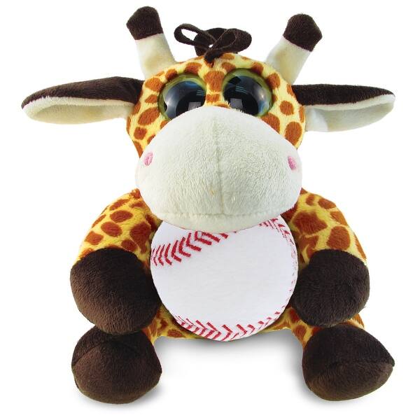 slide 2 of 6, DolliBu Big Eye Giraffe Stuffed Animal with Baseball Plush Toy - 6 inches