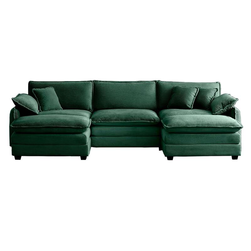 U-shape Conversible Sectional Sofa with Ottoman and Removable Arm