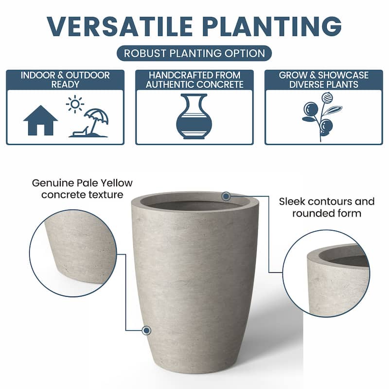 Tall Concrete Round Plant Pots / Large Indoor and Outdoor flower Planters