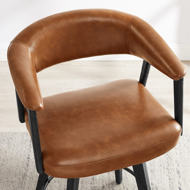 Set of 2 Comfortable Upholstered Counter Height Swivel Barstool