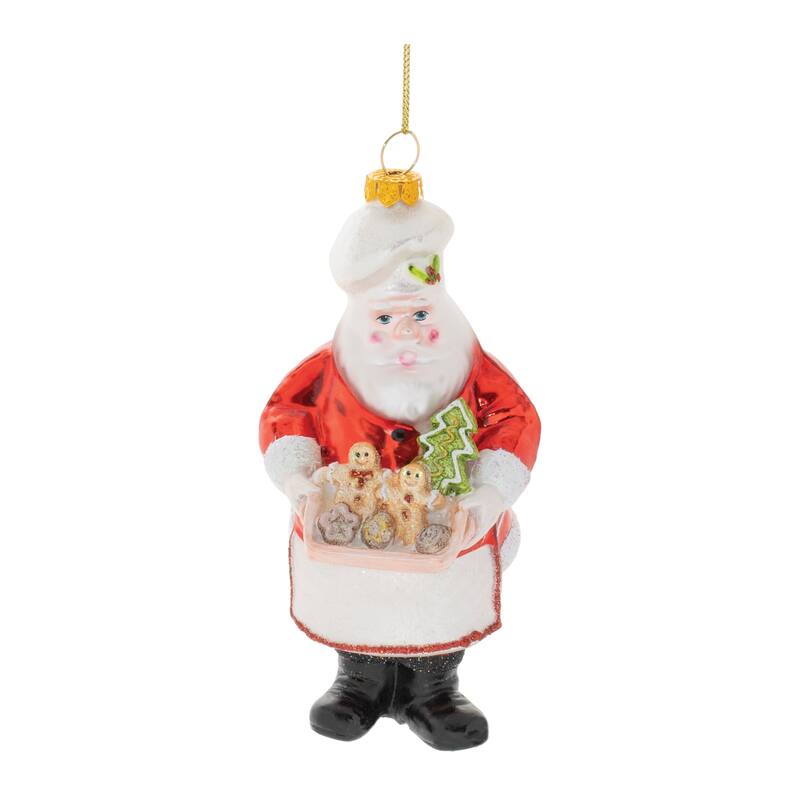 Glass Baking Santa Ornament (Set of 6) - N/A