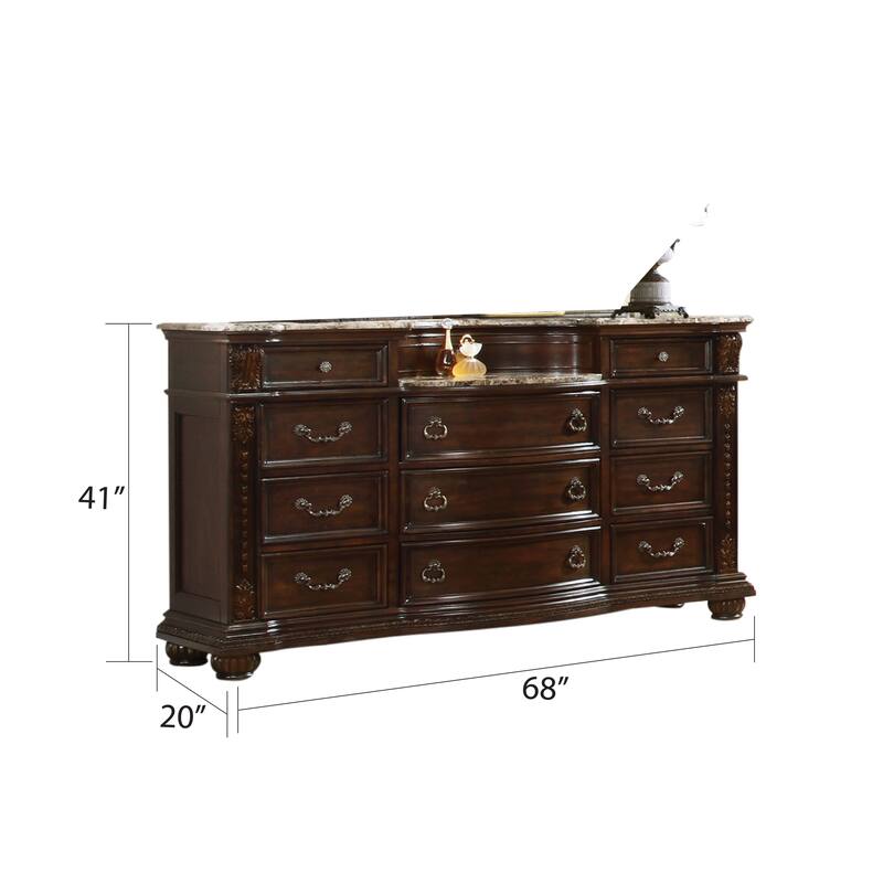 Roma Traditional Style 11-Drawer Dresser Made with Wood