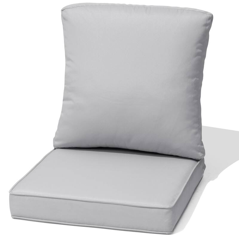 22''D x 21''W x 3.5''T Patio Fabric Outdoor Seat Cushions Set (Seat & Back) - LightGrey - 1PC