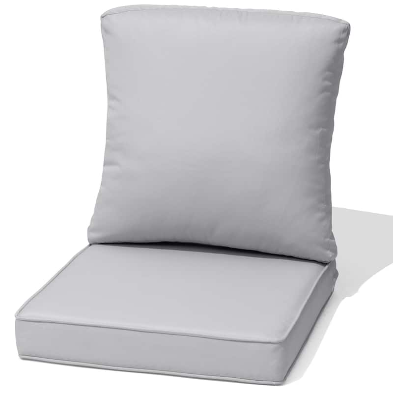 22 x 21 in Patio Premium fabric Outdoor Seat Cushions Set (Seat & Back) - 1PC - LightGrey