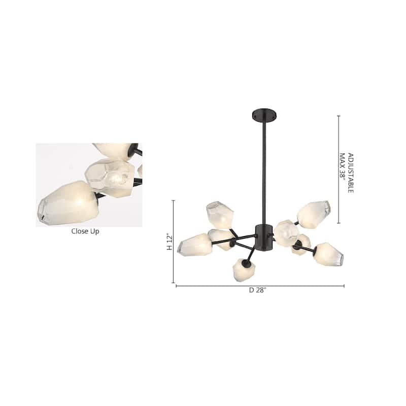 8-Light Black Iron Chandelier With Glass Shades