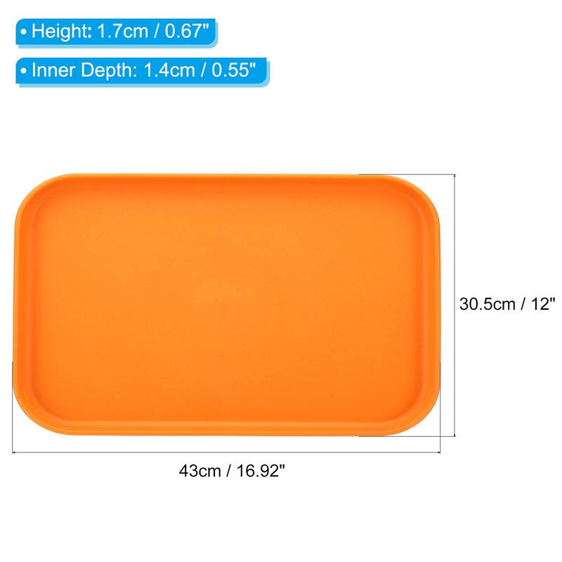 Fast Food Serving Tray, 12 Pack Bulk Plastic Reusable Kitchen Cafeteria Trays for Eating, Colorful - 16.9"x 12"