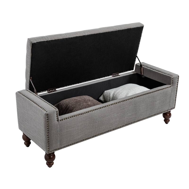 Felix Classic Button-Tufted Storage Bench With Nailhead Trims By HULALA HOME