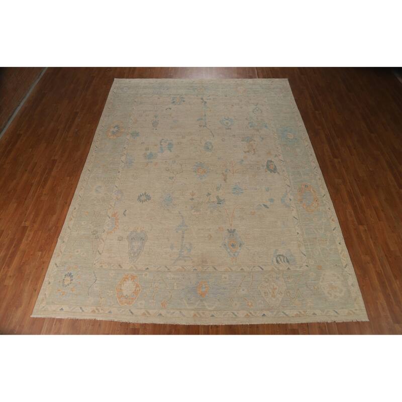 Vegetable Dye Oriental Oushak Turkish Area Rug Handmade Wool Carpet - 9'6"x 12'6"