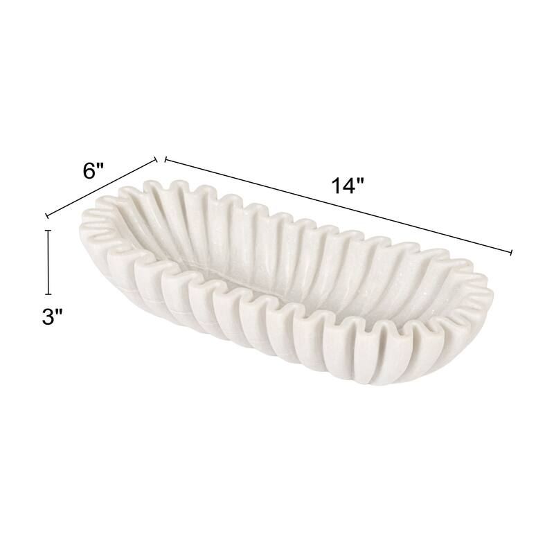 Marble Ruffle Bowl - 14.0"L x 6.0"W x 3.0"H