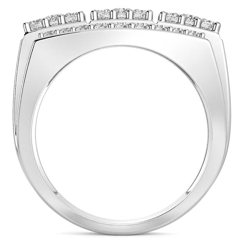 2Ct Men's Diamond Multi-Cluster Anniversary Ring White or Yellow Gold