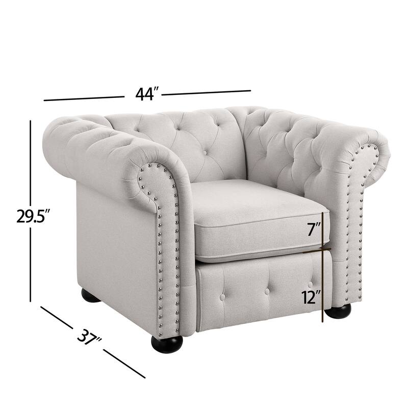 Corvus Aleksis Tufted Chesterfield Club Chair with Rolled Arms