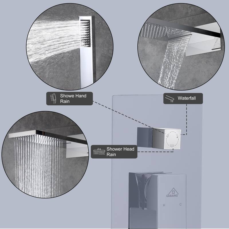 2-Spray 22-inch Wall Mounted Shower System With Handheld Shower Hand