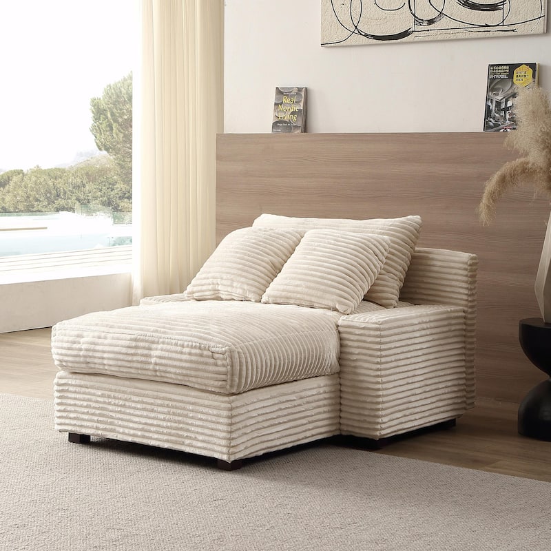 Quality Corduroy Upholstery Sleeper Sofa for Living Room - Beige
