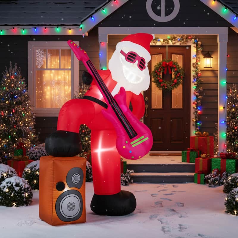 Costway 8.4 ft Inflatable Santa Claus with Music, Sound-synced Light - as pic shows - See Details
