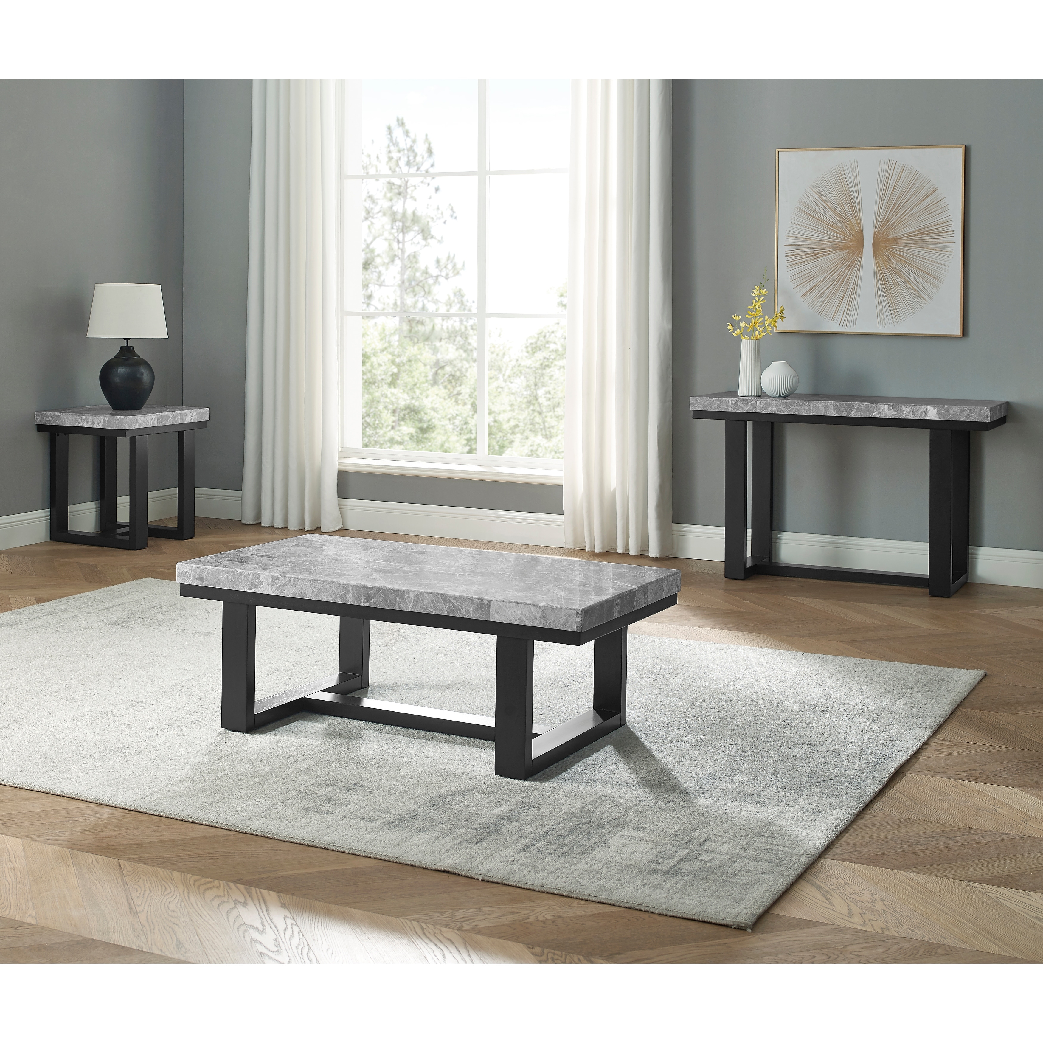 Steve Silver Ludlow Gray Marble Top 3-Piece Occasional Set