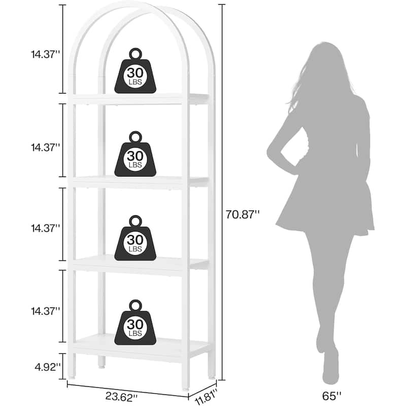 4-Tier Industrial Bookshelf, 70.8" Etagere Bookcase Free Standing Ladder Shelf for Living Room, Home Office