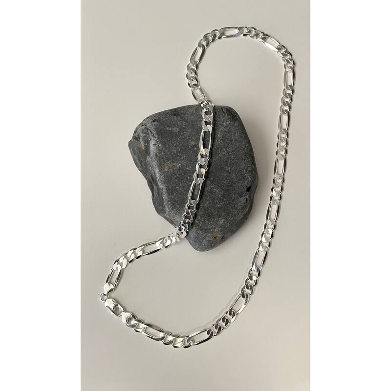 Roberto Martinez Sterling Silver 7.5mm Figaro Chain Necklace (20"-30")