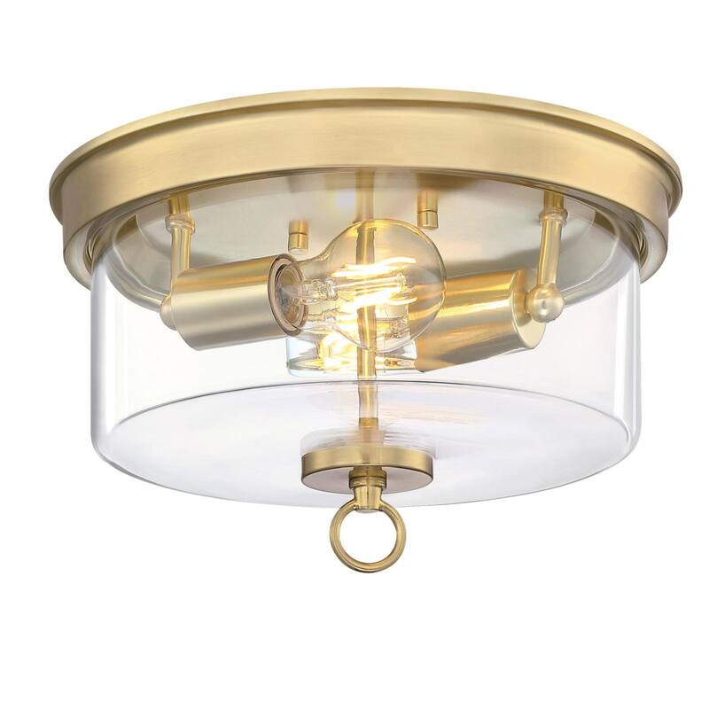 Westinghouse Lighting Lebanon 12 Inch, Two Light Flush Mount Ceiling Fixture, Champagne Brass Finish, Clear Glass - 12-Inch - 12-Inch - Champange Brass